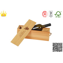 Caja de vino de madera con caliente-estampado / caja de vino plegable con Copa de vidrio